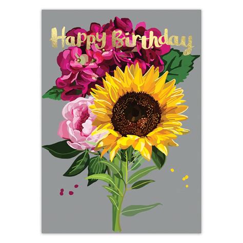 Happy Birthday Sunflower Greetings Card by Sarah Kelleher (UK) - Finch & Lane