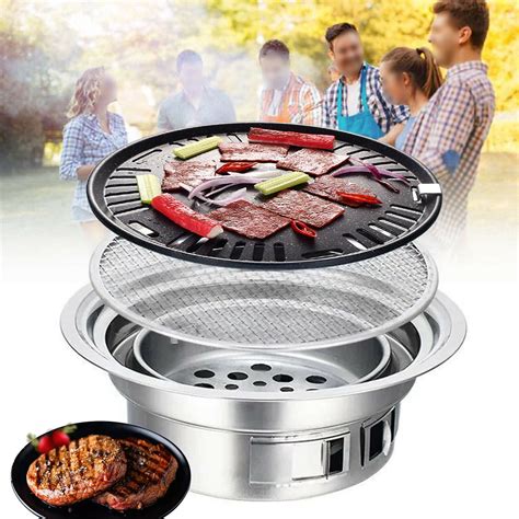 Portable Table Grill, Korean Style BBQ Grill Stainless Steel BBQ Grill ...