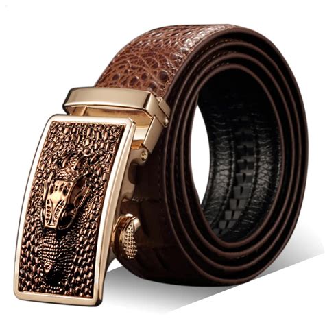 Fashion Casual Men's Leather Belts, Faux Crocodile Leather Belt Men High Quality, Crocodile Head ...