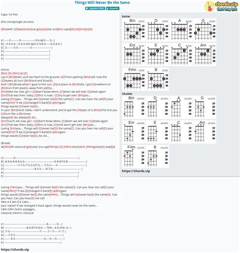 Chord: Things Will Never Be the Same - tab, song lyric, sheet, guitar, ukulele | chords.vip