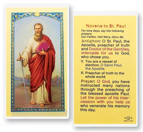 St. Paul Novena Laminated Prayer Cards 25 Pack