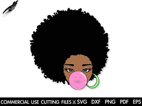 Afro Bubble Gum SVG Black Woman SVG Black History Month SVG - Etsy Finland