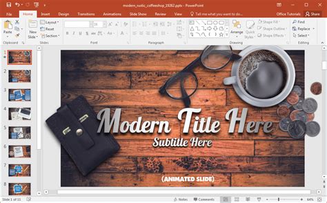 Animated Modern Rustic Coffee Shop PowerPoint Template