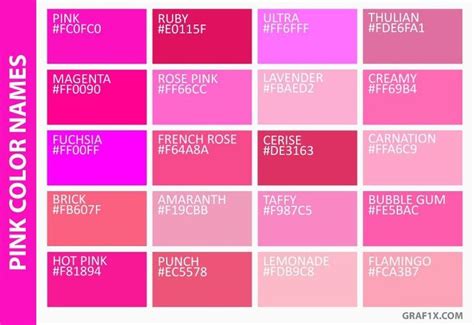 Pin on Design | Color palette pink, Pink color chart, Pink hex code