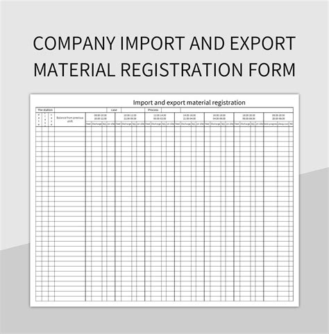 Company Import And Export Material Registration Form Excel Template And Google Sheets File For ...