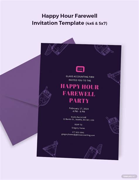 Happy Hour Farewell Invitation Template in Illustrator, PSD, Word, Publisher, Pages - Download ...