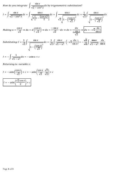 How do you integrate int sinx/sqrt(2-cos^2x) by trigonometric ...