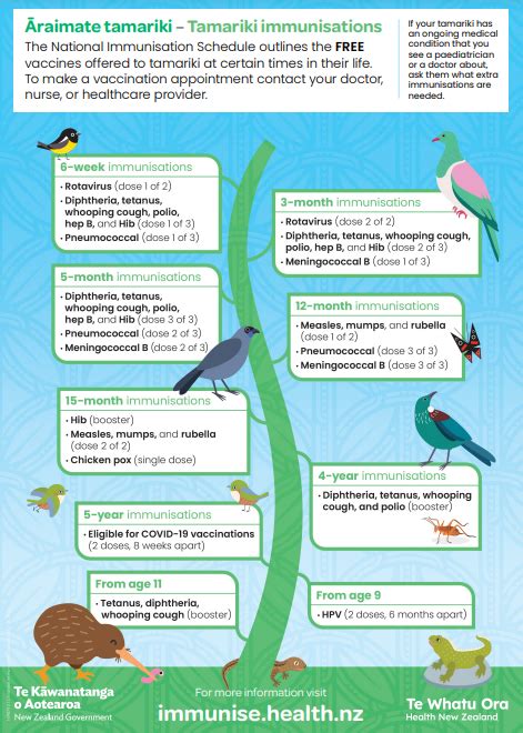 Tamariki immunisations schedule poster - NIP8792 – HealthEd