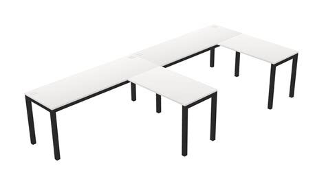 White L-Shaped Office Desk For 2 Persons - Officestock - Modern office furniture, chairs, desks ...
