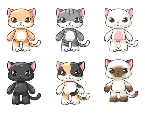 bundle of isolated lovely cat cartoon characters collection 2915863 ...