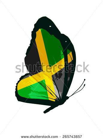 a butterfly with the flag of jamaica on it's wings