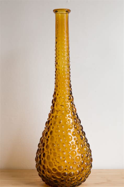 Italian Rossini Empoli Glass Decanter bottle - Amber Hobnail Spotted ...