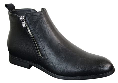 Mens PU Leather Zip-Up Ankle Boots | Happy Gentleman