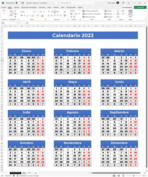 Calendario De 2023 Excel ¡Nacional de Carnes!
