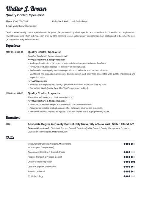 resume for quality control Quality control supervisor resumes