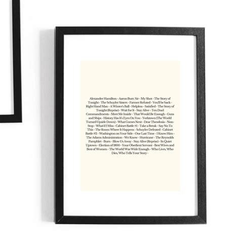 Hamilton Soundtrack List Print - Etsy