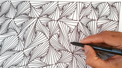 How to draw easy "Line Optical illusions pattern" - Zentangles design ...
