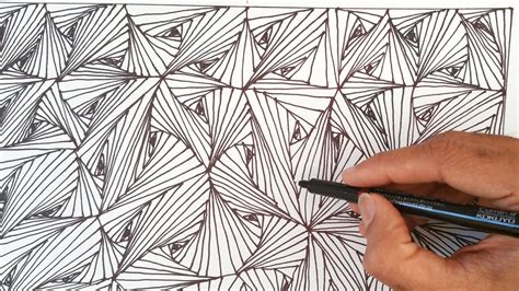 How to draw easy "Line Optical illusions pattern" - Zentangles design !! | Zentangle patterns ...