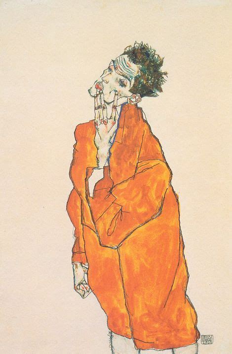 Self-Portrait (Man in Orange Jacket) by Egon Schiele | Egon schiele ...