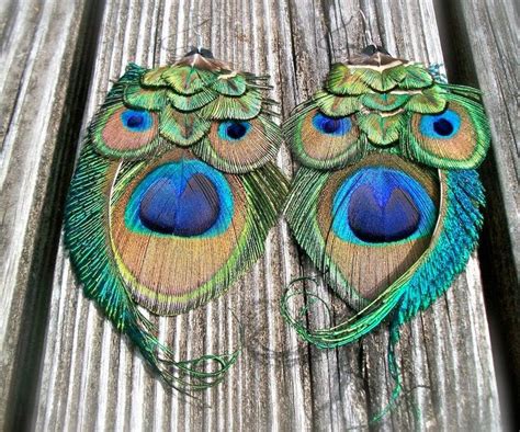 OWL SPIRIT Peacock Feather Earrings | Etsy | Feather crafts, Peacock ...