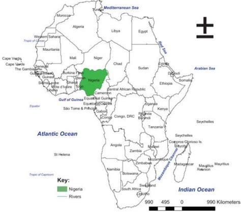 Map of Africa showing Nigeria in Green (International Energy Agency ...