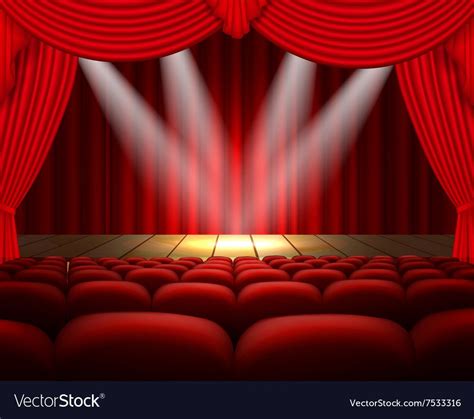 Illustration theater stage with a red curtain and a spotlight. Download a Free Preview or High ...