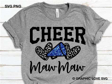 Cheer Maw Maw Svg Leopard Cheerleader Svg Blue Glitter - Etsy