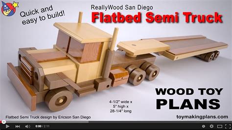 Wood Toy Plans Semi Flatbed Truck - YouTube