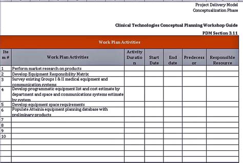 Excel Work Plan Template | room surf.com