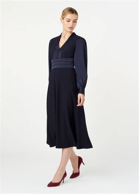 Hobbs Satin Josephine Dress in Midnight (Blue) | Lyst