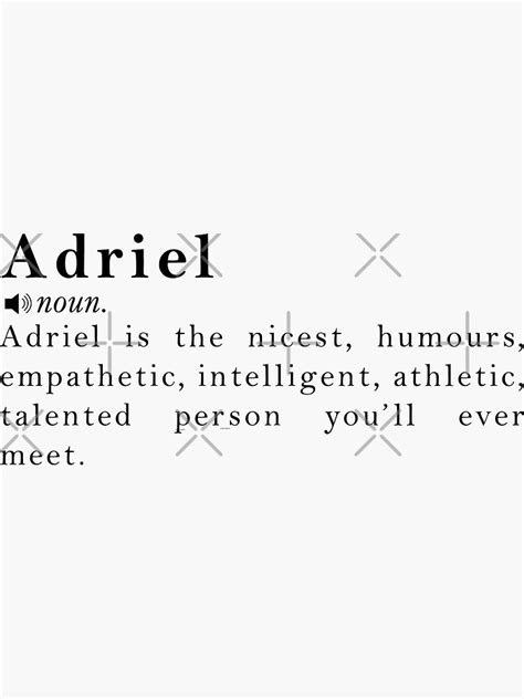 "Adriel Name Meaning Definition" Sticker for Sale by peachyline | Redbubble