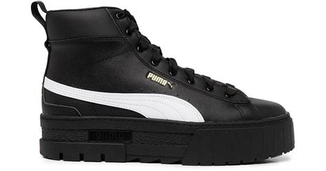 PUMA Leather Mayze Mid High-top Sneakers in Black - Lyst