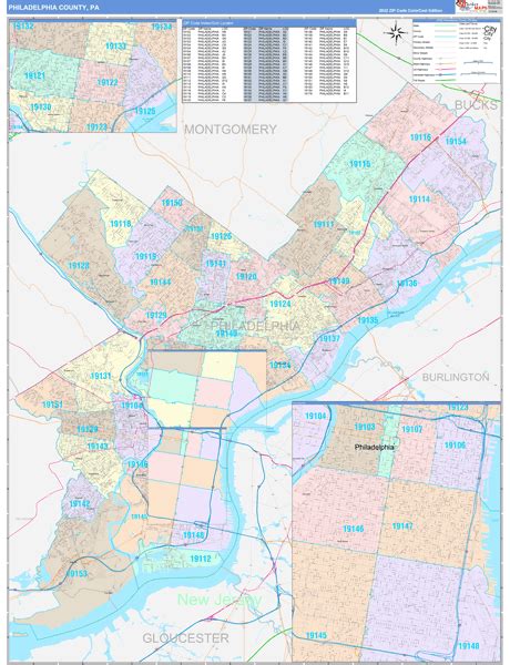 Philadelphia County, PA Wall Map Color Cast Style by MarketMAPS - MapSales