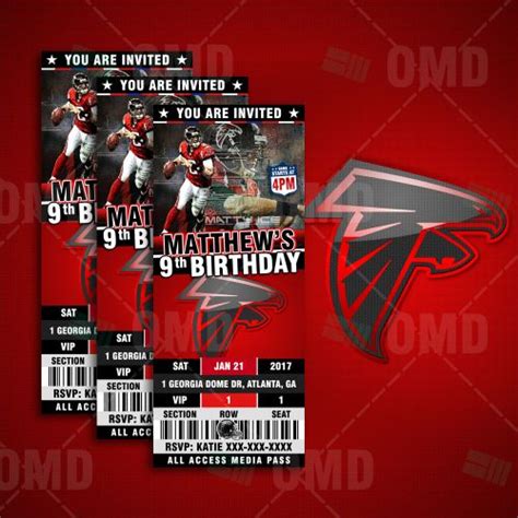 Atlanta Falcons Ticket Style Sports Party Invitations in 2020 | Atlanta falcons tickets, Atlanta ...