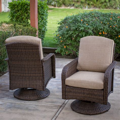 Outdoor Coral Coast Tiara Garden All Weather Wicker Patio Swivel Dining Chairs - Set of 2 ...