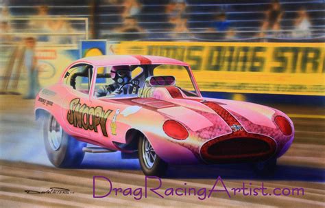 Sheldon Konblett's "Snoopy" Jaguar XKE Funny Car...Drag Racing Art Pri ...