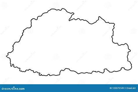 Bhutan Outline Map State Shape Country Borders Vector Illustration ...