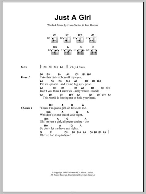 Just A Girl by No Doubt - Guitar Chords/Lyrics - Guitar Instructor