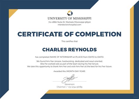 🥰Free Certificate of Completion Template Sample with Example🥰