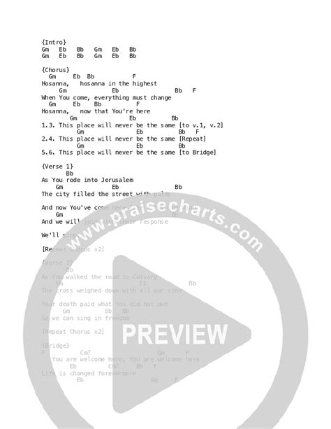 Hosanna Chords PDF (Casey J) - PraiseCharts