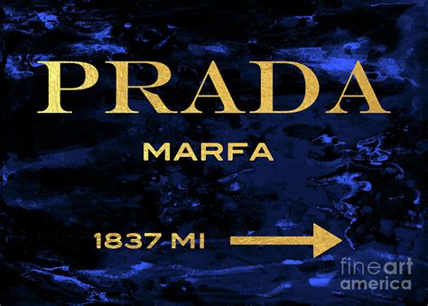 Prada Marfa Print, Blue Painting by Del Art