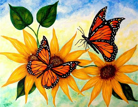 Butterfly Art Original Acrylic Painting Monarch Butterfly