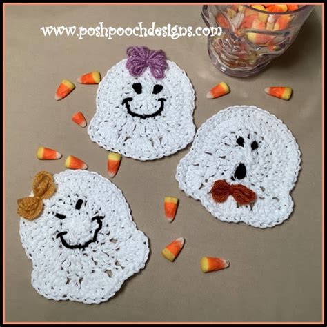 Posh Pooch Designs : Ghost Coasters – Happy or Scary - You decide – Crochet Pattern | Posh Pooch ...