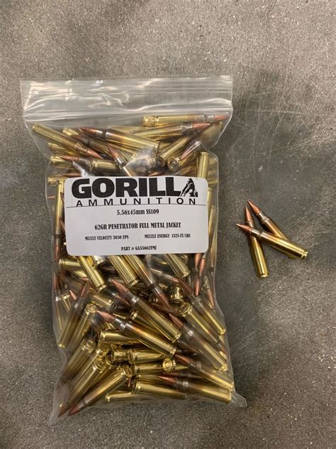 Gorilla 5.56mm NATO, 62gr M855 - Bulk 200 Round Box - Gorilla Ammunition