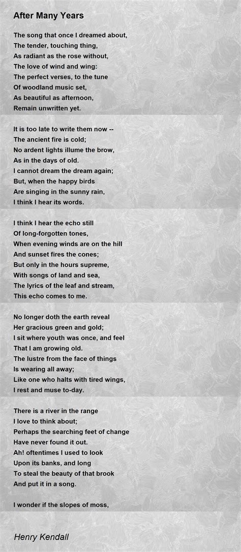 After Many Years - After Many Years Poem by Henry Kendall