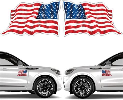 Amazon.com: 2 Pack Reflective American Flag Magnet for Car Waterproof Patriotic Waving USA Flag ...