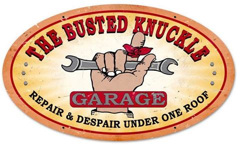 Retro Busted Knuckle Garage Metal Sign 24 x 14 Inches