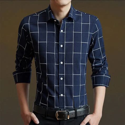 Men Shirt Mens Business Casual Shirts 2018 New Arrival Men Famous Brand Clothing Plaid Long ...