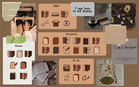 Writer Aesthetic Folder Icons Mac & Windows - Brown Folder Icons