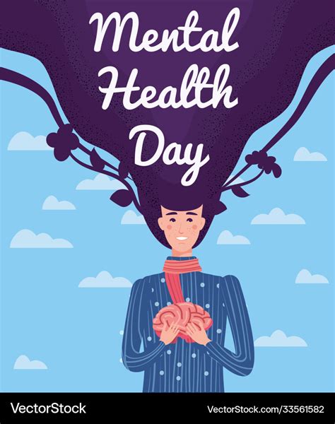 World mental health day poster template yong Vector Image